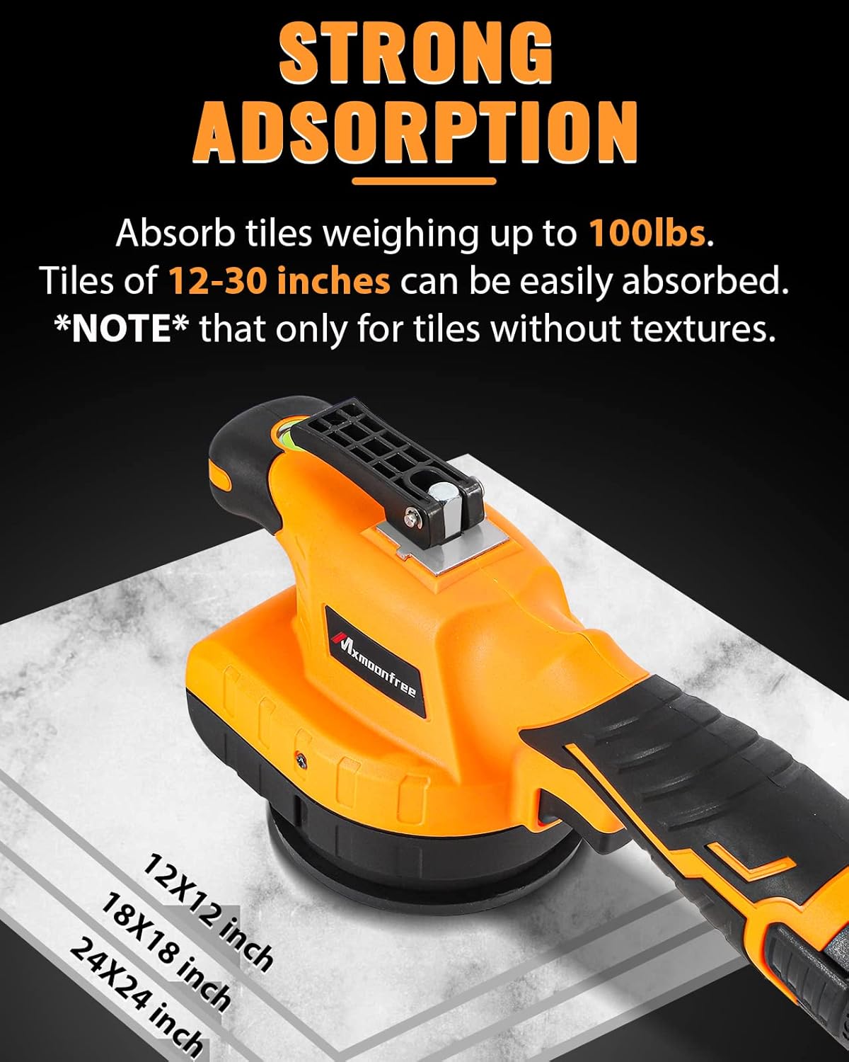 Tile Vibration Machine with Suction Cup, Storage Case, 2 Pcs 2000mAh Battery (Orange) G9633