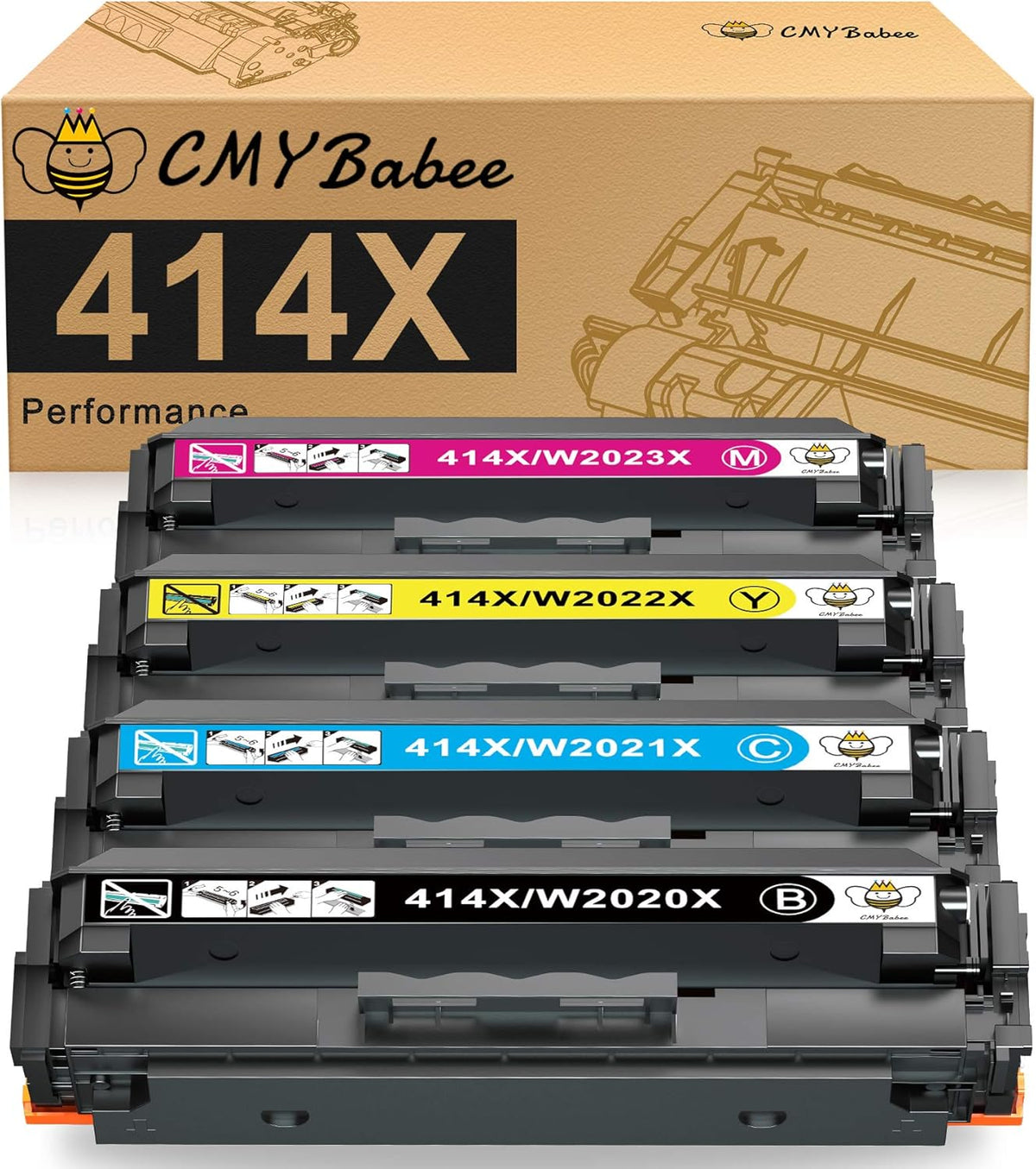 4-Pack Toner Cartridge for HP Color Pro MFP M454 M479 W82728