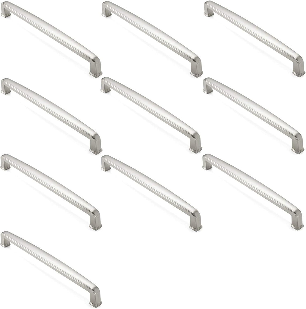 10 Pack Solid Kitchen Cabinet Handles, Satin Nickel Y14364