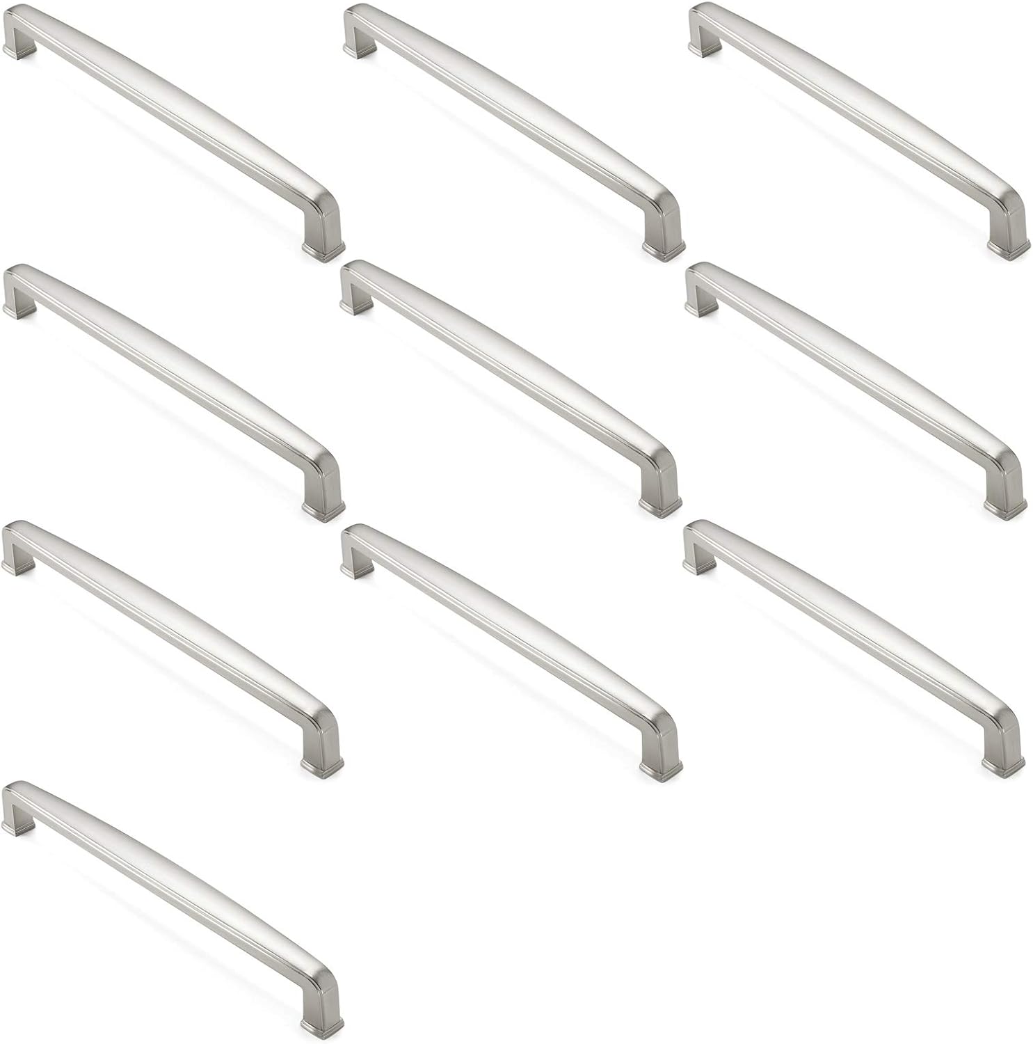 10 Pack Solid Kitchen Cabinet Handles, Satin Nickel Y14364