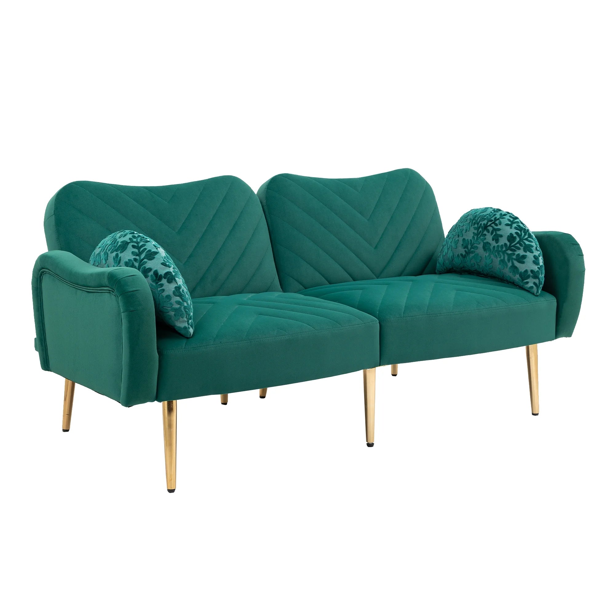 65 inch Velvet Loveseat Sofa with 2 Bolster Pillows T52729