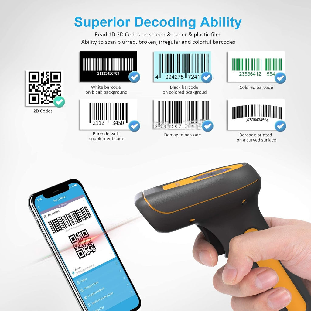 Cordless 2D Handheld Barcode Scanner with USB Dongle F358175