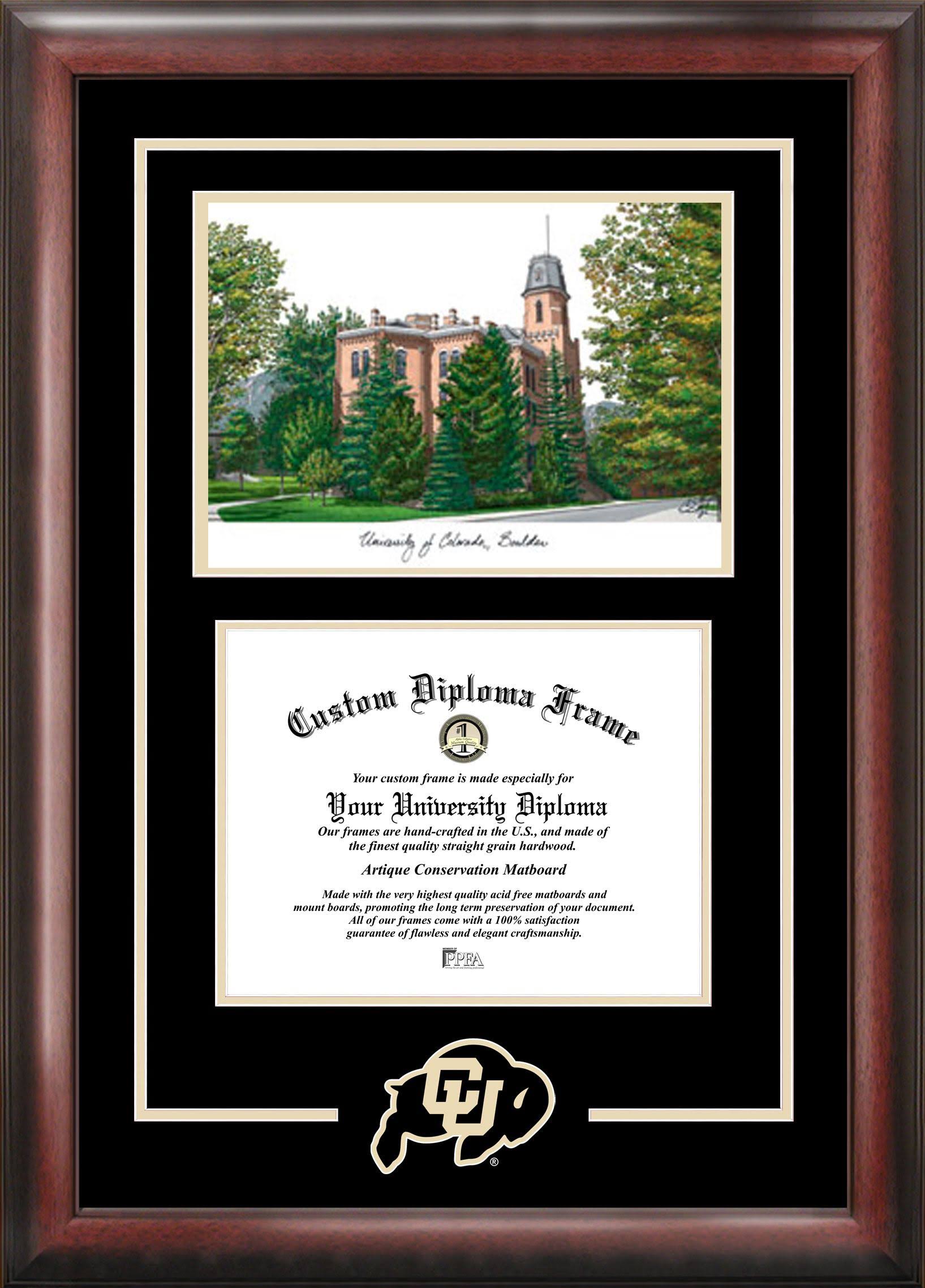 Satin Mahogany Diploma Frame with Lithograph E7454