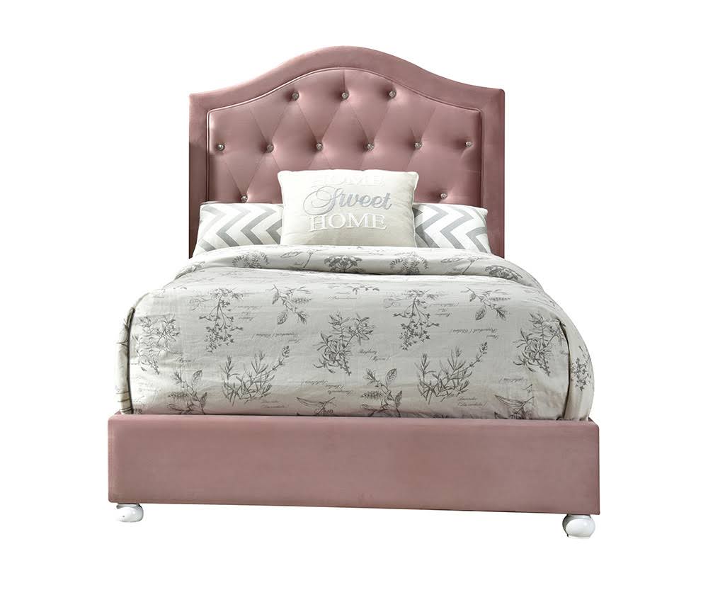Pink Fabric Twin Bed J79463