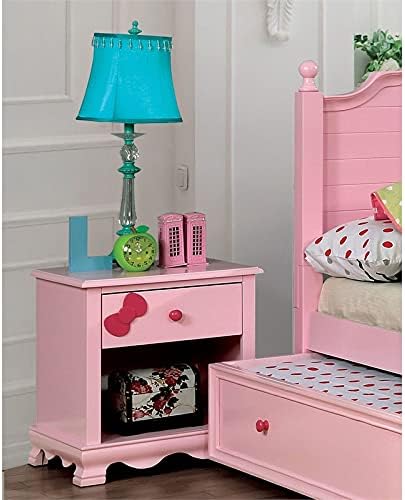 Pink Wood 1-Drawer Nightstand B61177