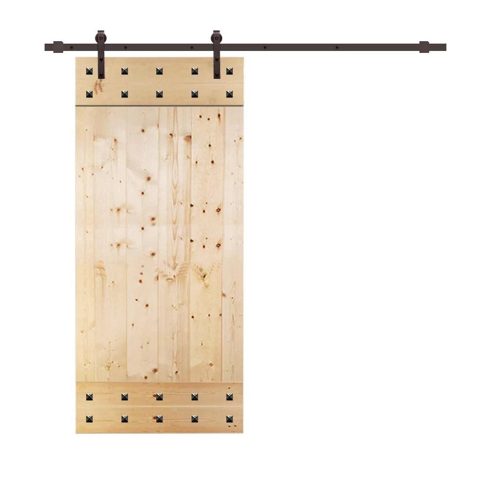 24 in. x 84 in. 1 Panel Unfinished Solid Wood Interior Sliding Barn Door with Hardware Kit D6163