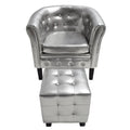 Silver Faux Leather Tub Chair with Footstool J827845