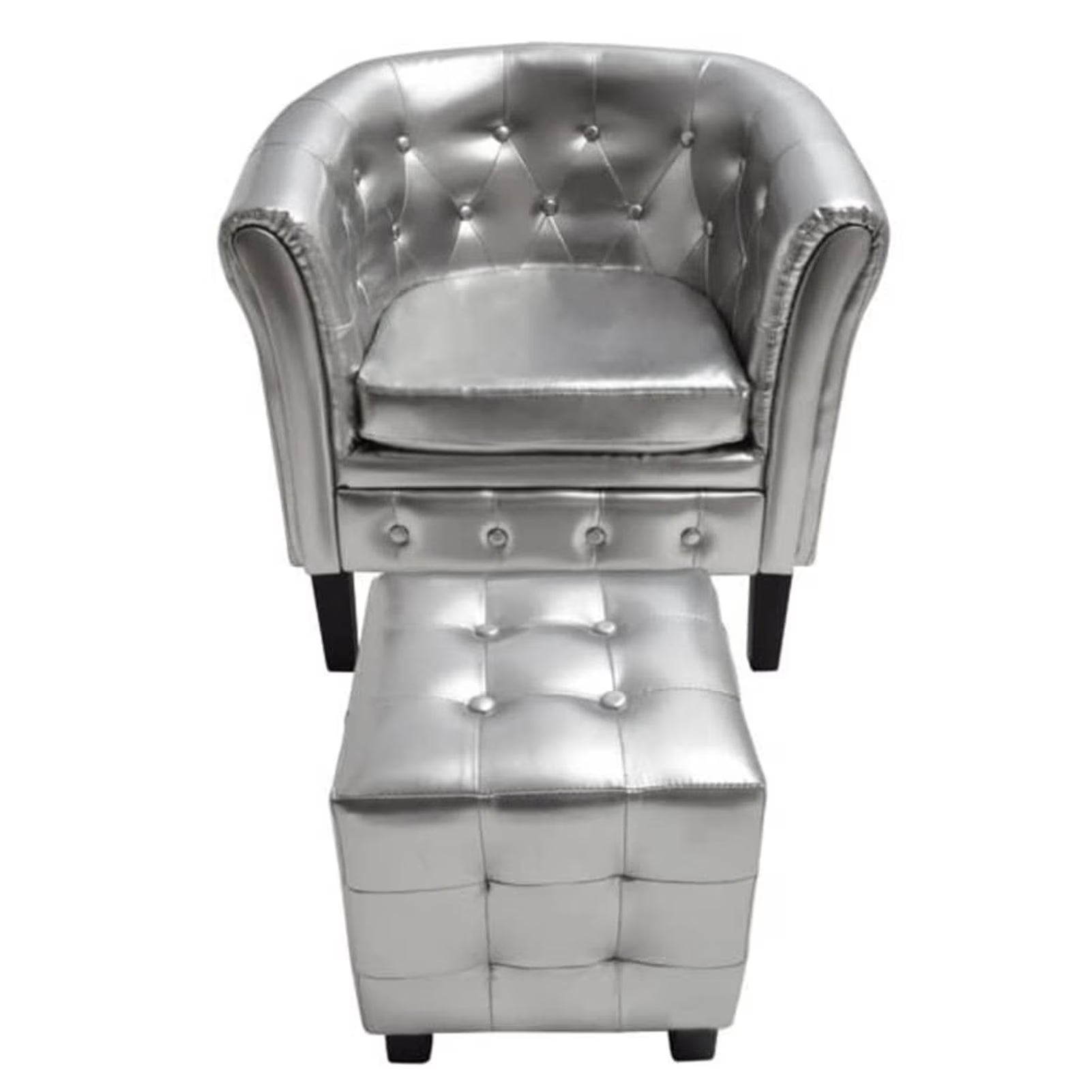 Silver Faux Leather Tub Chair with Footstool J827845