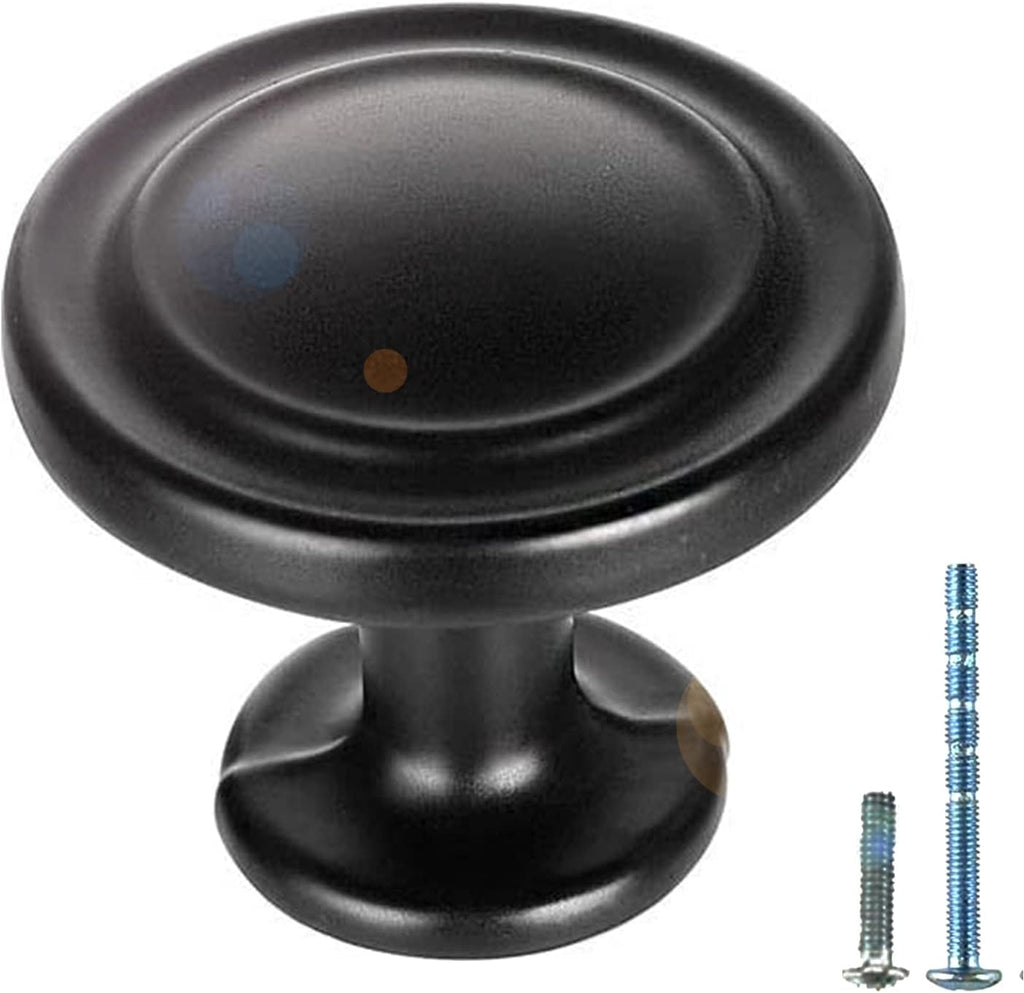 10 Pack Matte Black Cabinet Knobs 1-1/4 Inch R89243