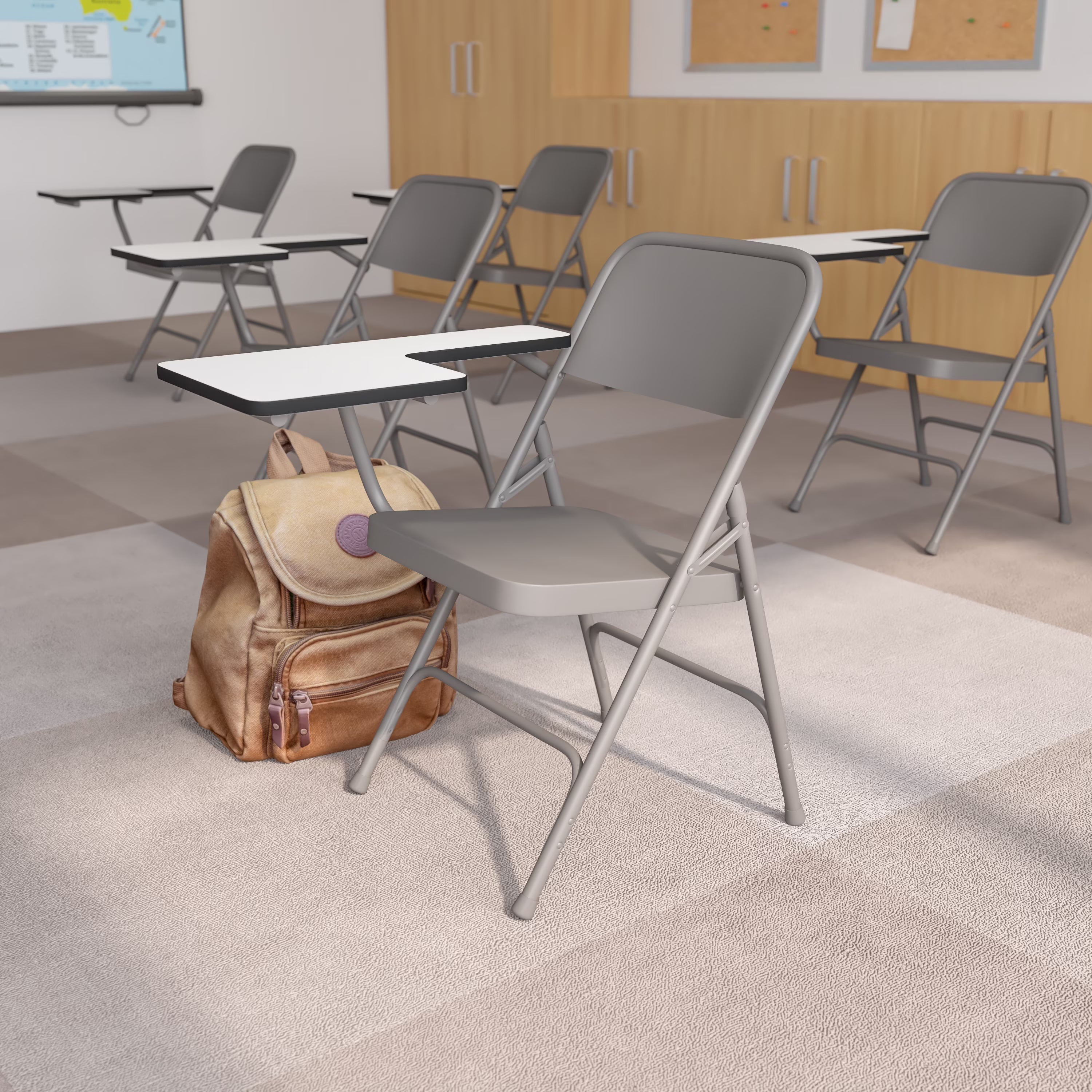 2 Pack Steel Folding Chair with Tablet Arm G8468