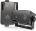 3-Way Mini Box Speaker System & Marine Stereo Cover with Flip-Up Door, Black Pack of 2 E2114