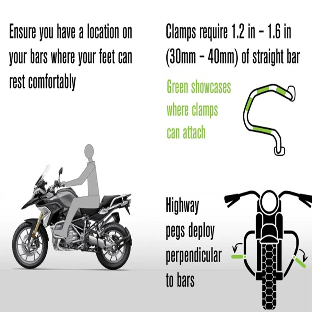 Universal Motorcycle 360 Rotatable Highway Crash Bar Foot Pegs G660068