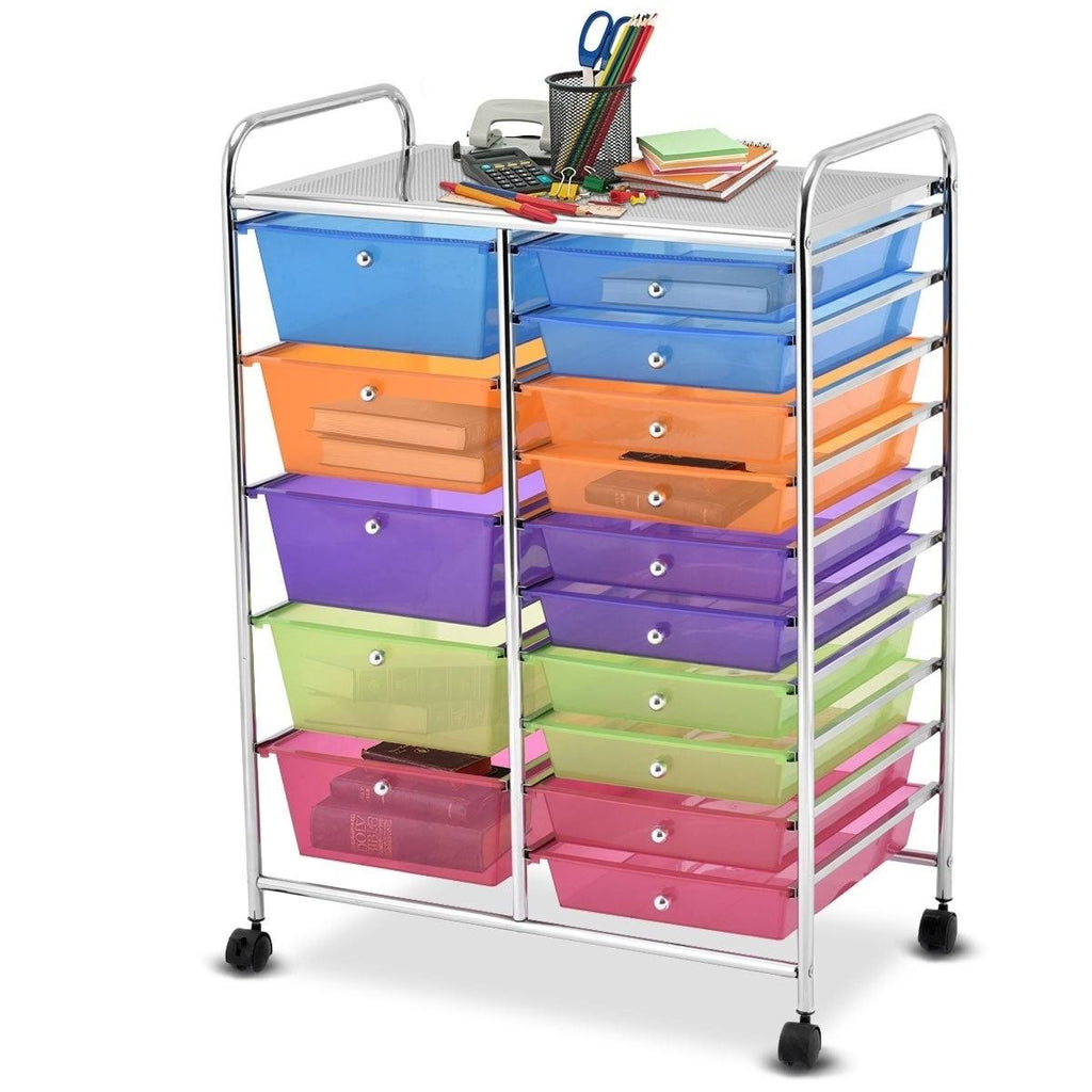 15-Drawer Utility Organizer Rolling Cart with Wheels G9756