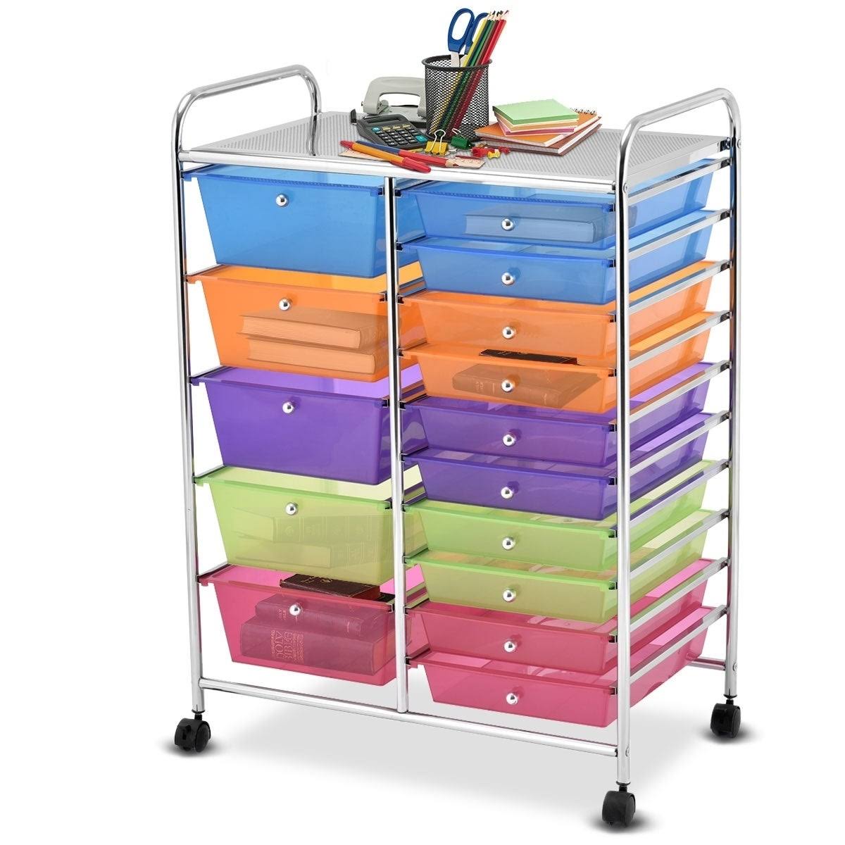 15-Drawer Utility Organizer Rolling Cart with Wheels G9756
