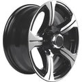15inch x 6inch Black Machined Aluminum Wheel - 5 Holes with Center Hub Cap Z654212