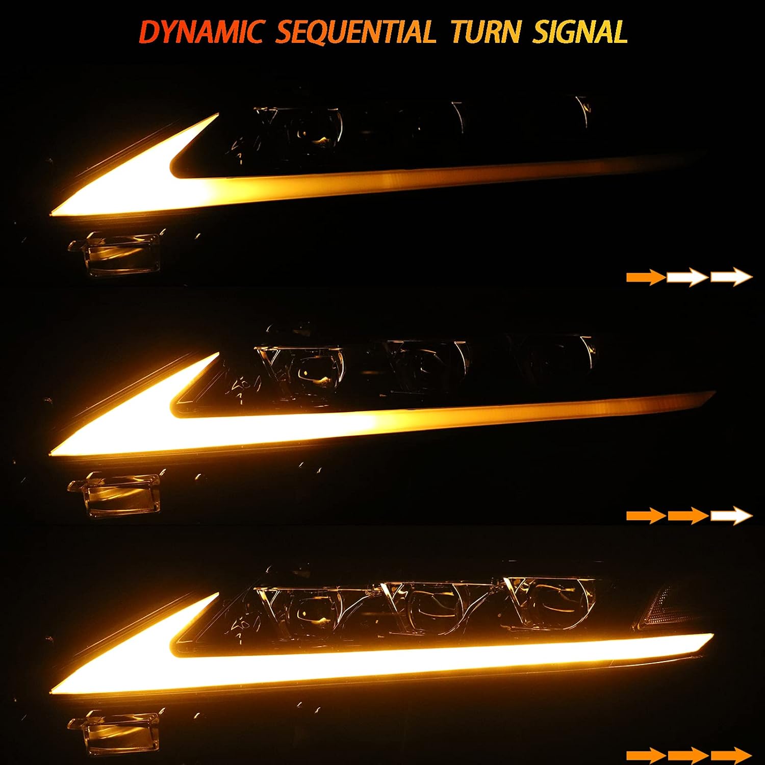 Upgrade Full LED Headlights Assembly with Sequential Turn Signal, Left+Right Pair M424382