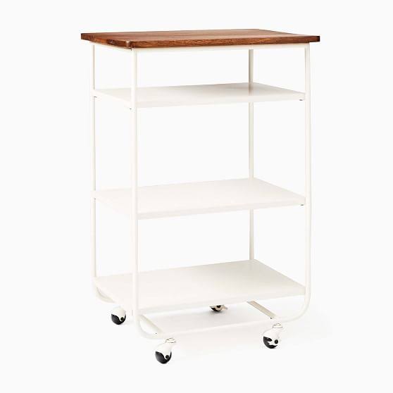 White Cool Walnut Kitchen Cart J8606