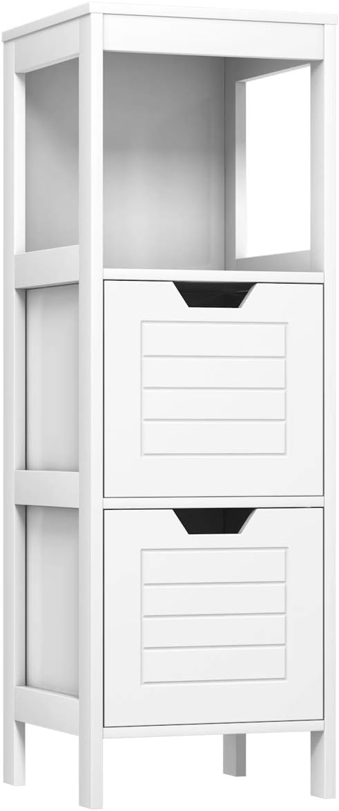 Espresso Wood Bathroom Floor Cabinet with 2 Adjustable Drawers W26532