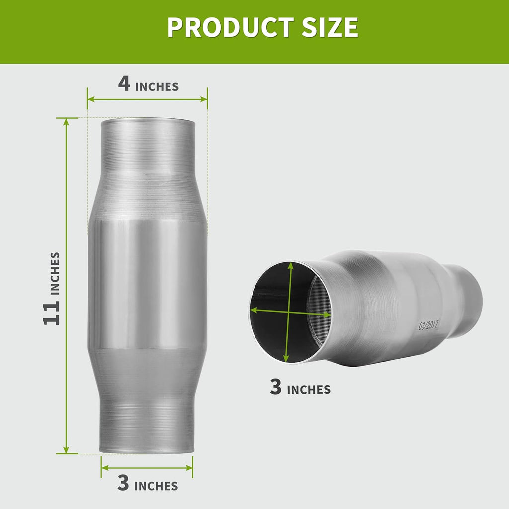2-Pack Universal Catalytic Converter, 3" Inlet/Outlet, Stainless Steel Shell R757346
