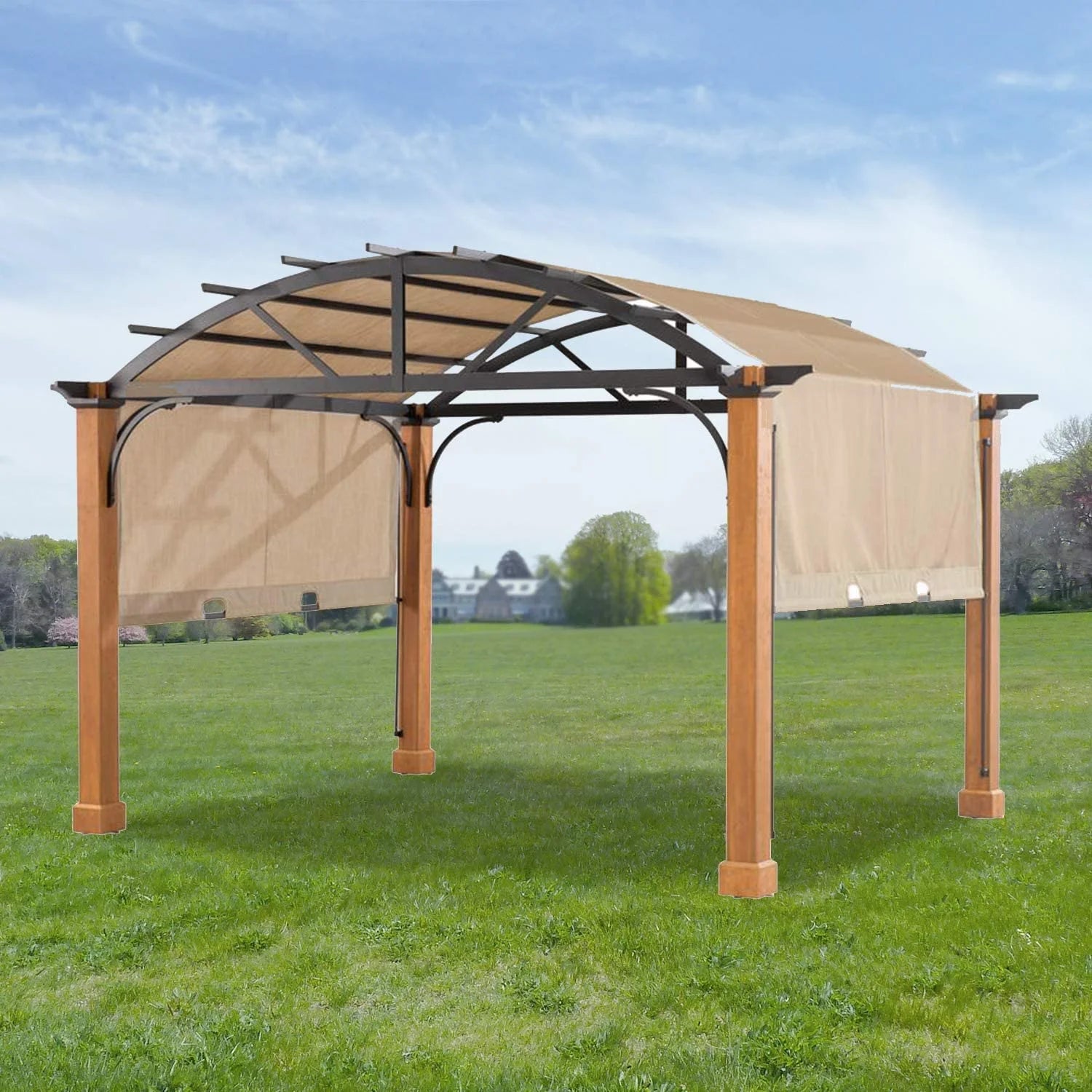 Beige Replacement Canopy Top Cover for Wood Archway Pergola Q2691