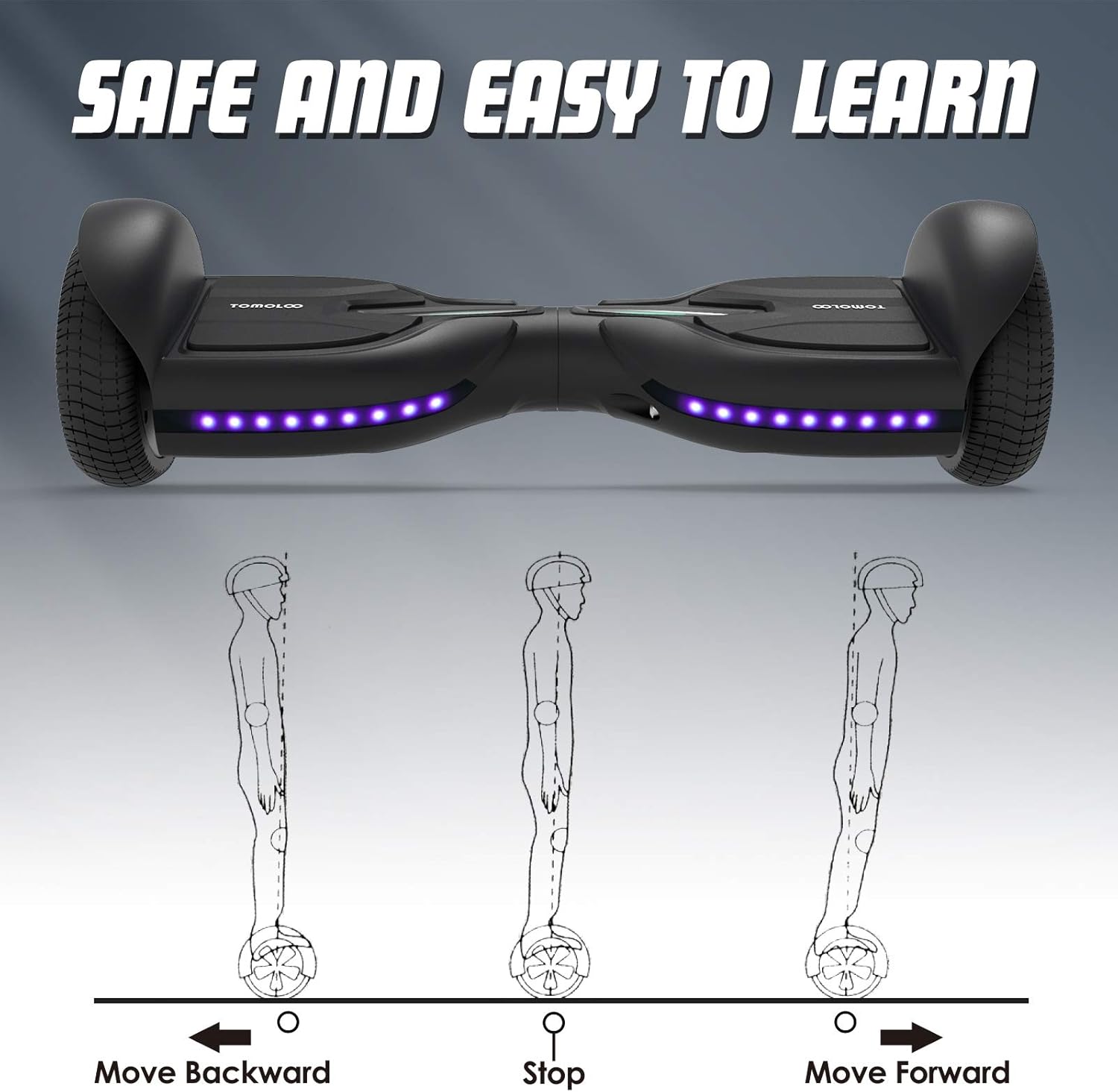 6.5 Inch Solid 2 Wheel Hoverboard with Bluetooth and LED Lights S552220