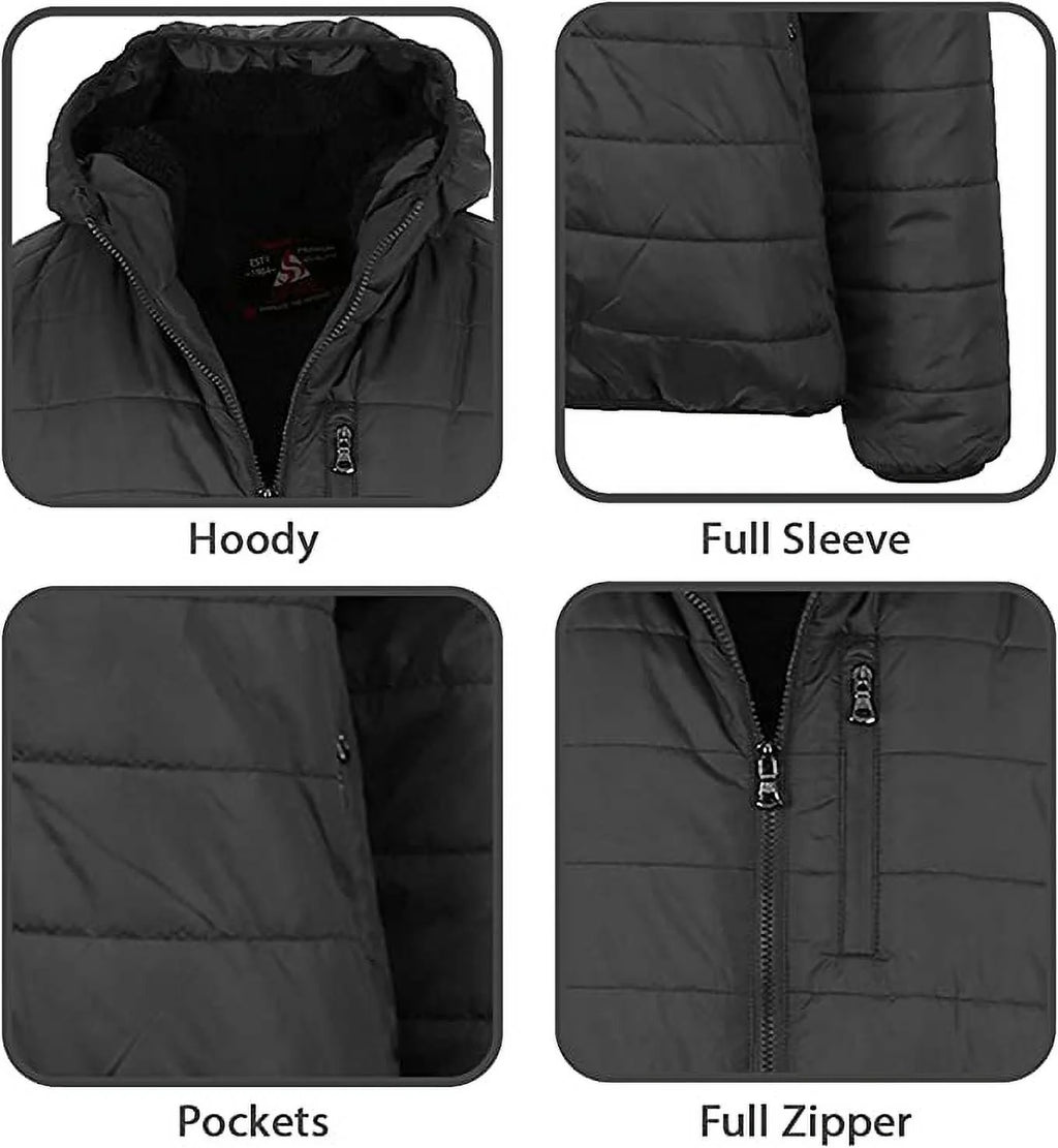 Mens Sherpa-Lined Hooded Puffer Jacket F3860