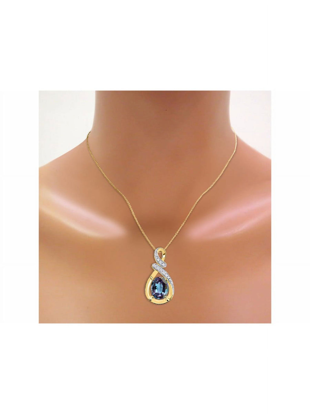 Yellow Gold Plated Love Knot Tennis Bracelet, Ring & Necklace with Alexandrite Z324795