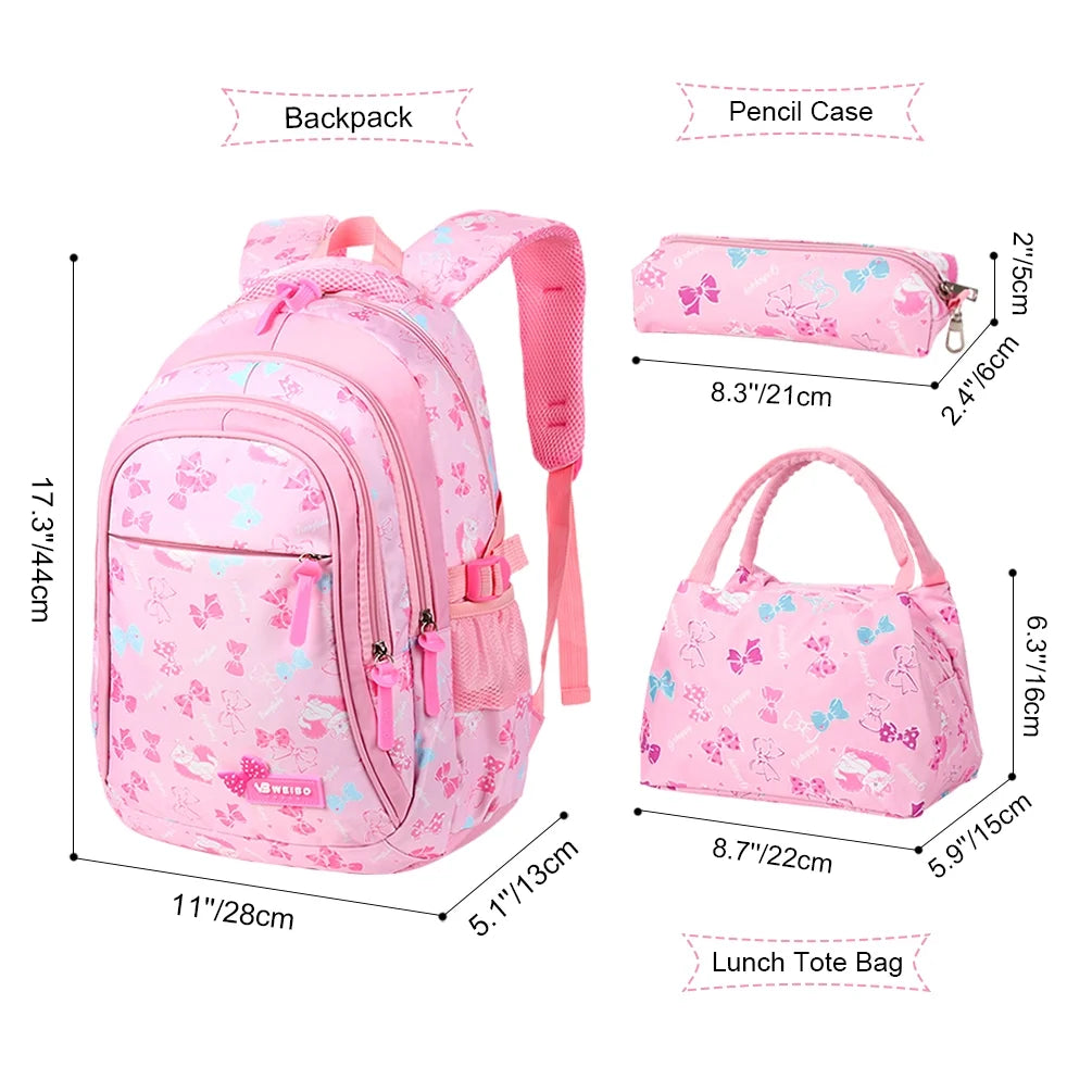 Pink School Backpack with Lunch Bag and Pencil Case F91534