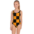 Black and Orange Checker Kids One Piece Swimsuit S95813