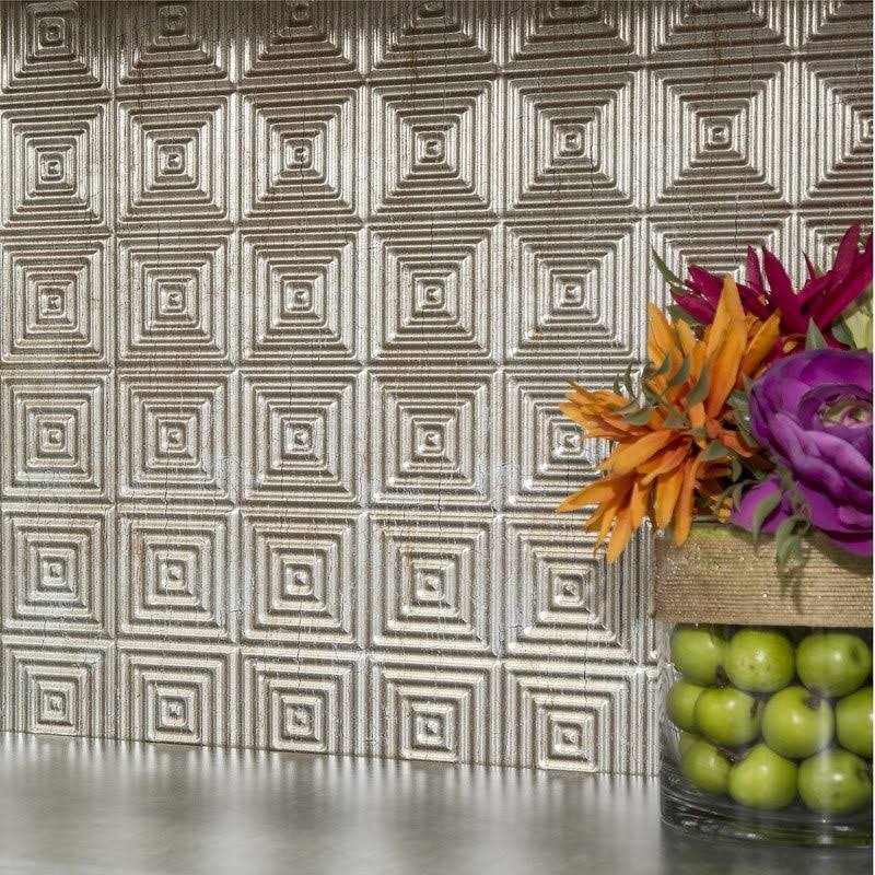 Silver Metal Backsplash Panel 15 Sq ft Kit R31238