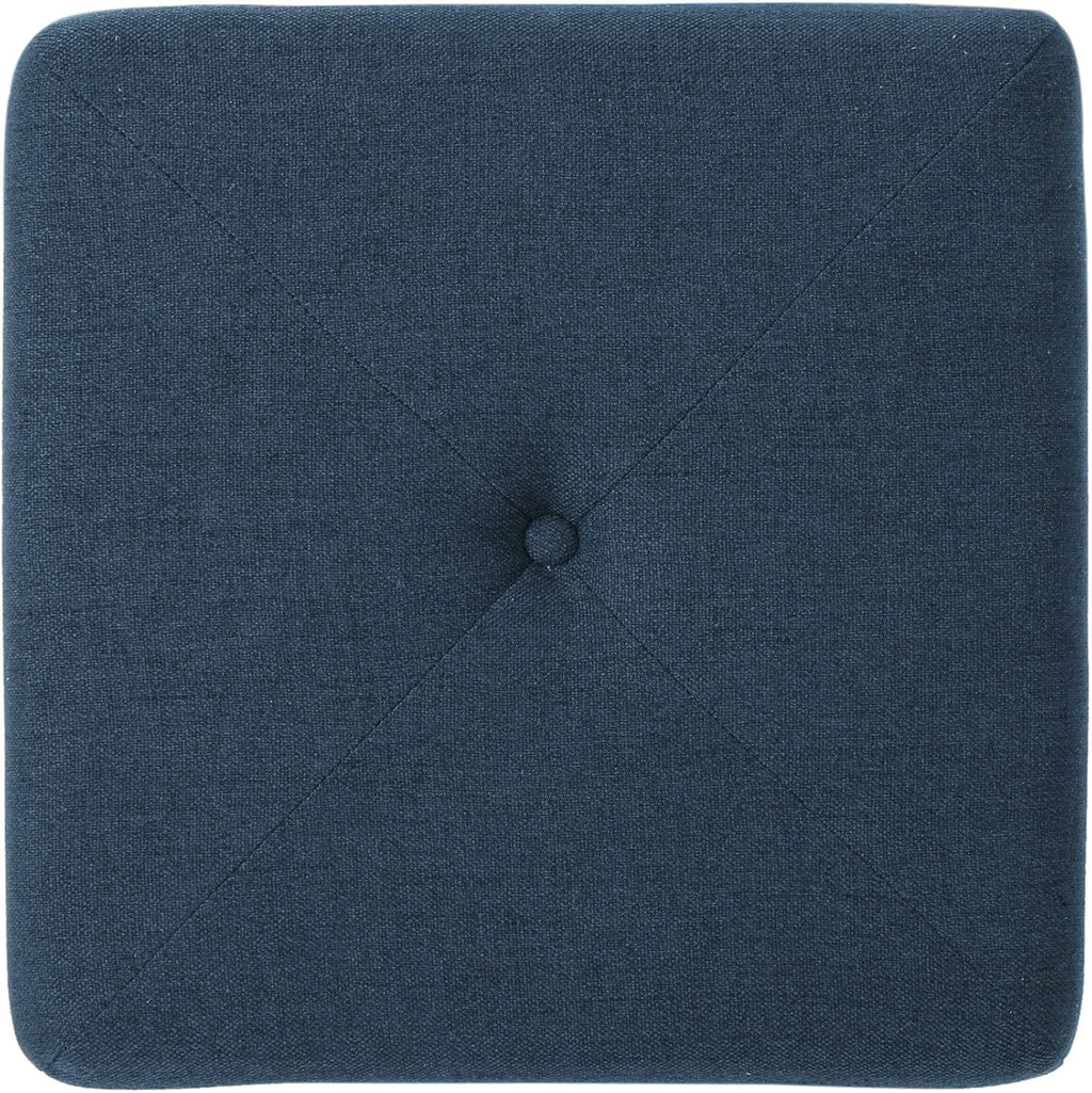 Navy Blue Fabric Square Ottoman F87044