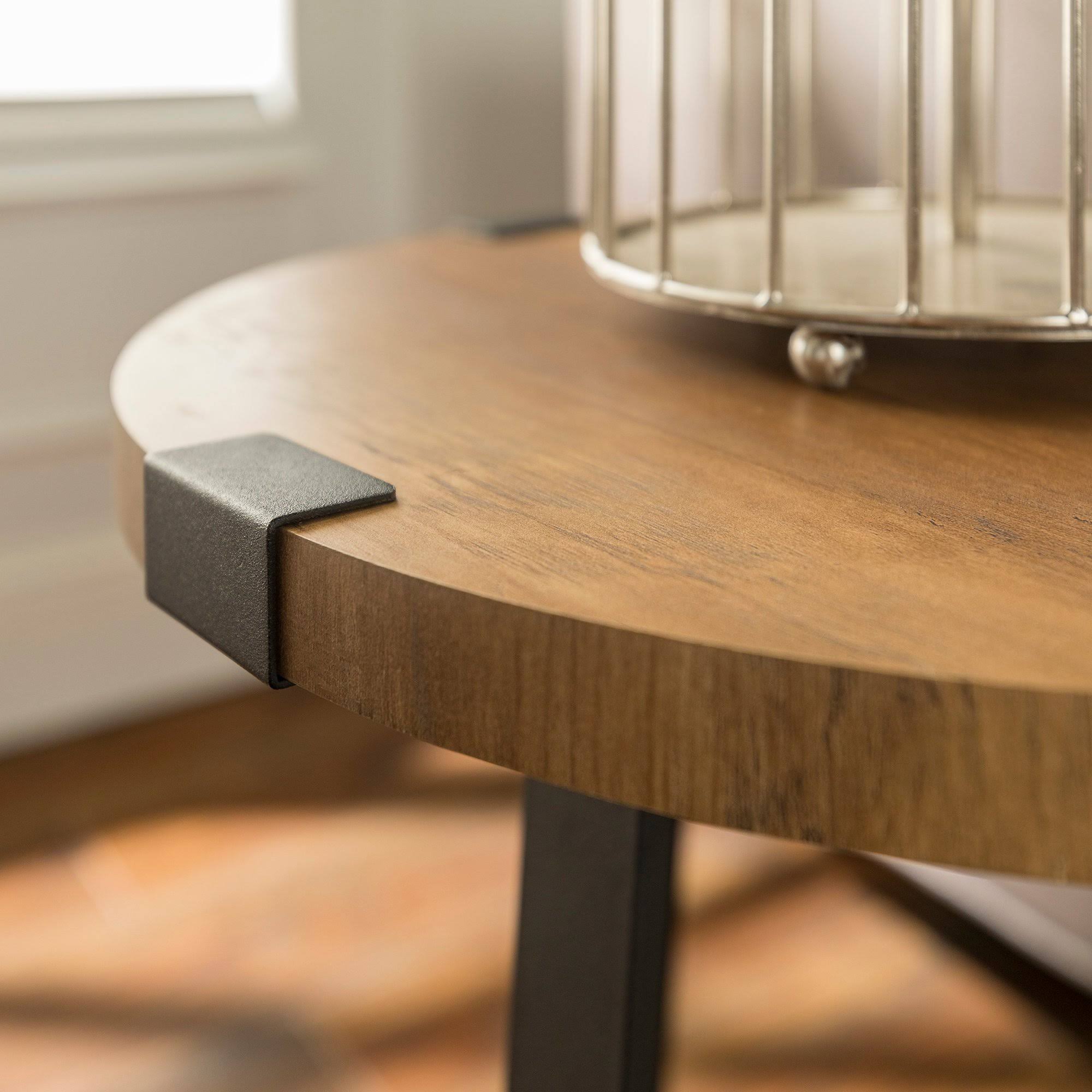Rustic Oak Round Side Table G71048