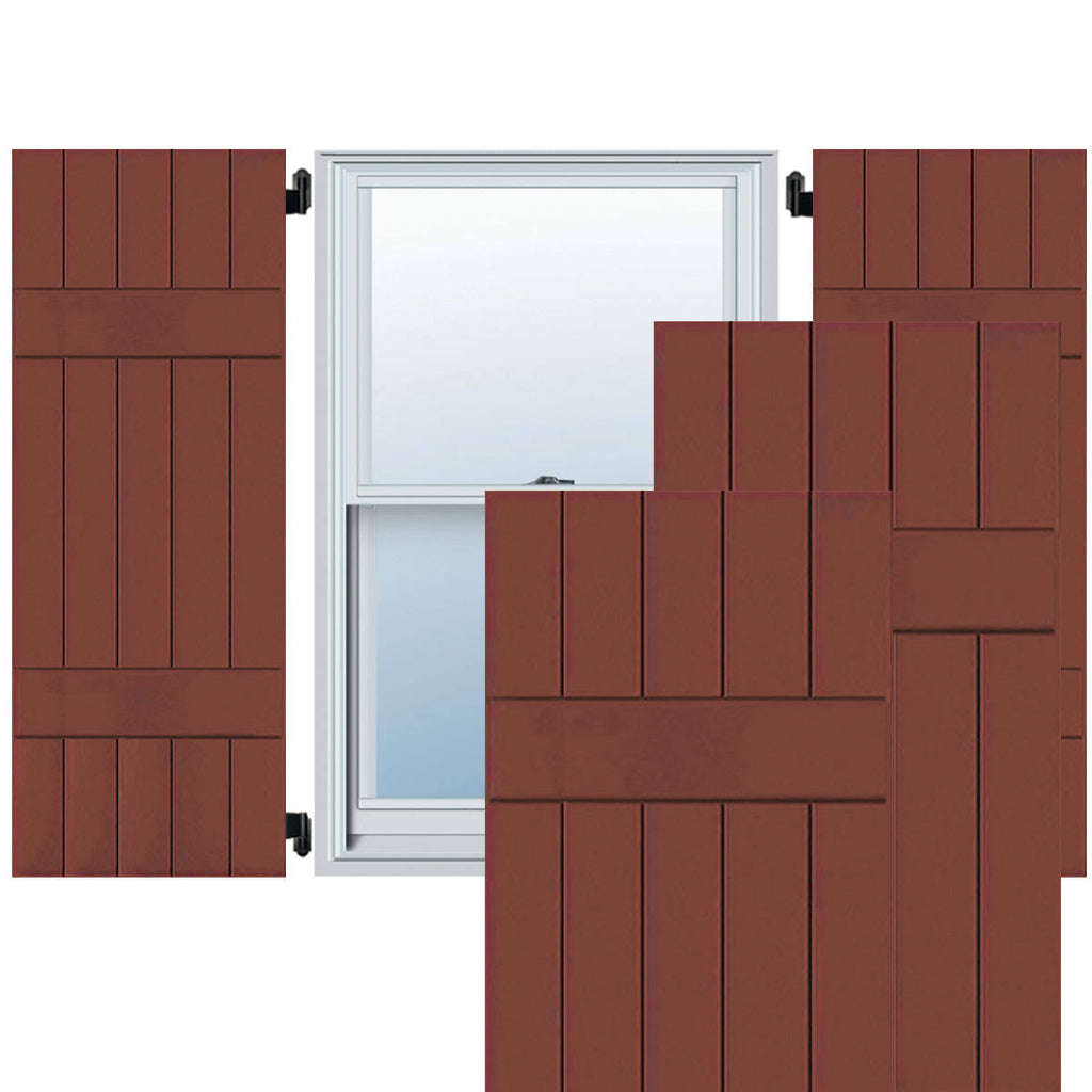 18 in. x 40 in. Real Wood Board and Batten Shutters Pair V820886