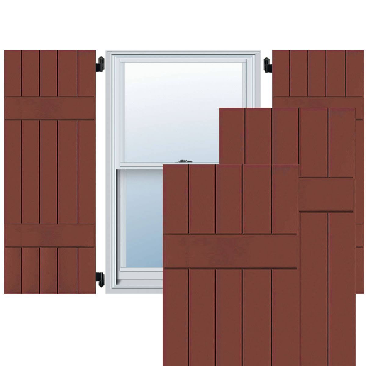 18 in. x 40 in. Real Wood Board and Batten Shutters Pair V820886