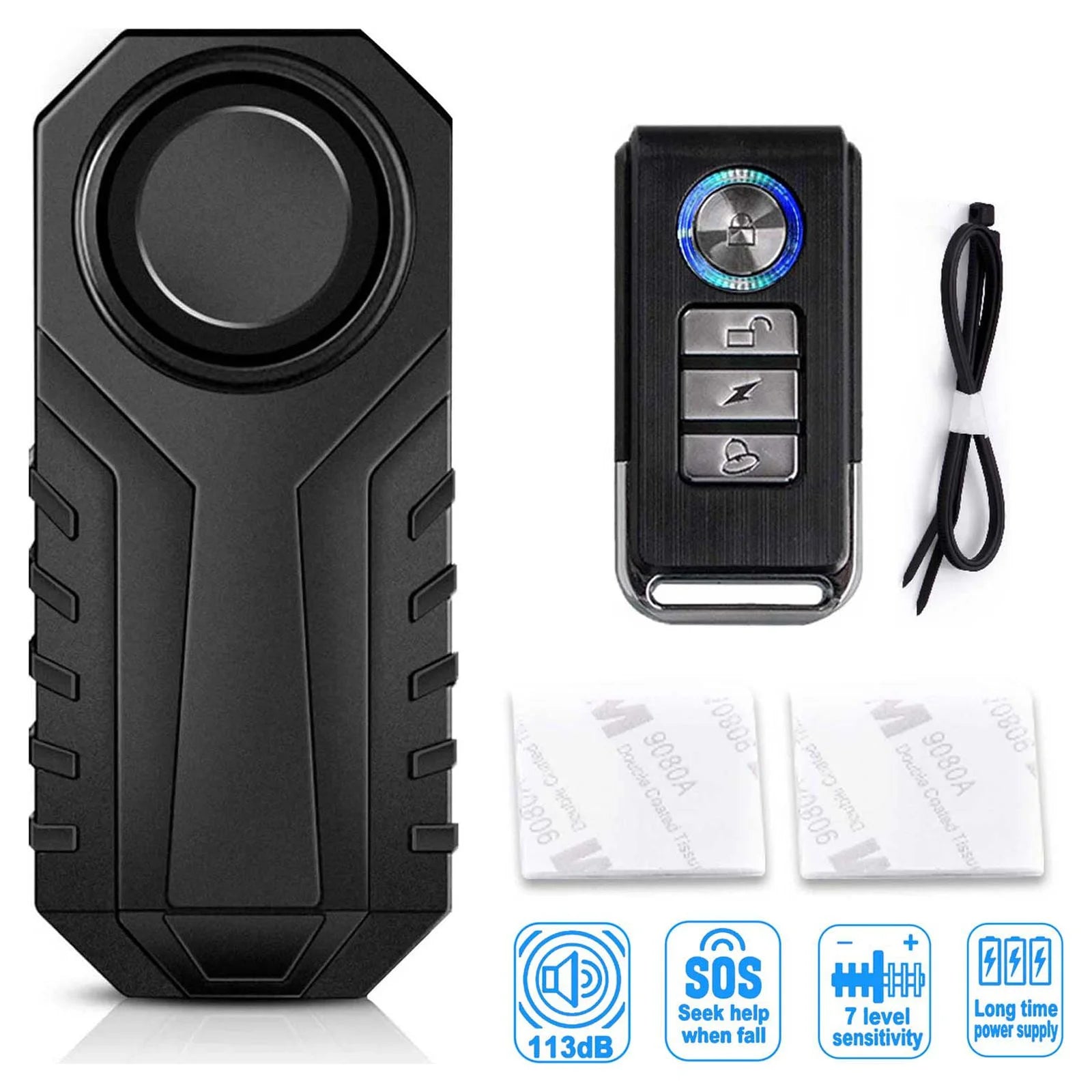 2 Set Wireless Bike Alarm with Remote, Anti-Theft Vibration Motion Sensor Alarm, IP55 Waterproof 113dB Alarm P498