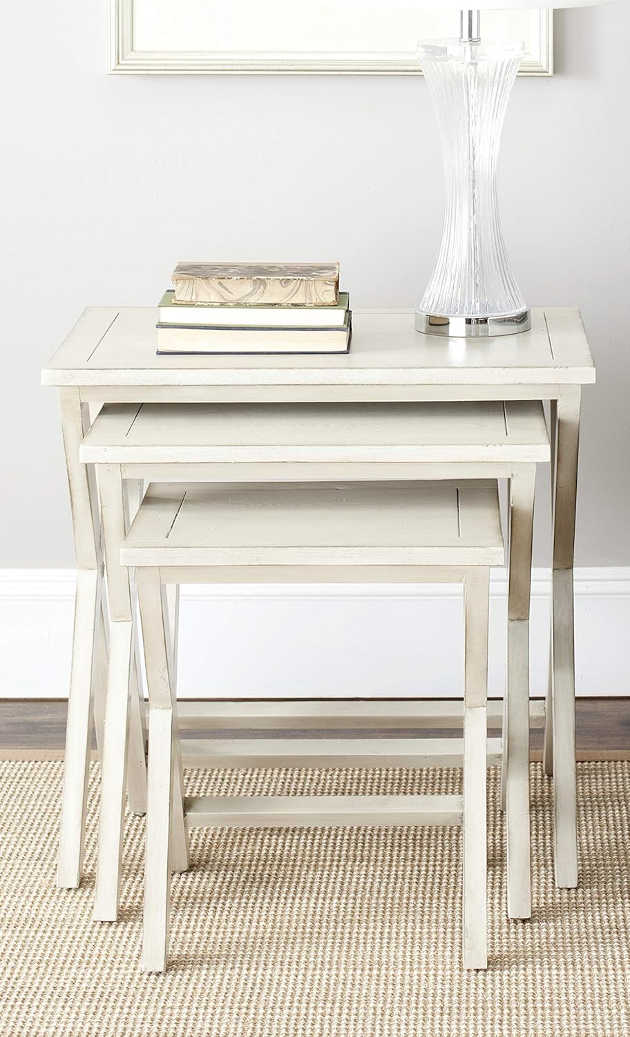 Antiqued White Stacking Tray Tables M702