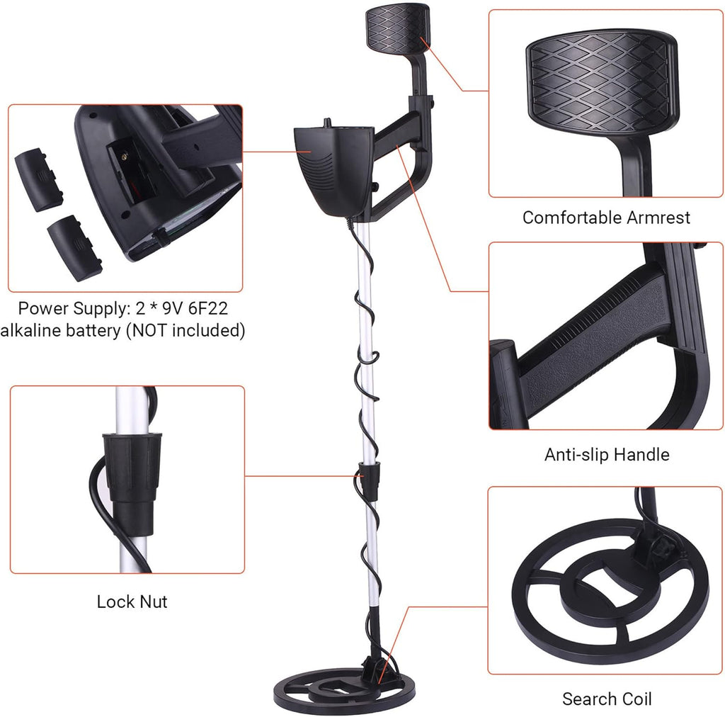 3" LCD Display Underground Metal Detector with 8" Waterproof Search Coil U685878