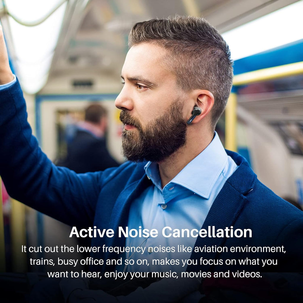 Hybrid Active Noise Cancelling Earbuds with Silicone Case Black H96828