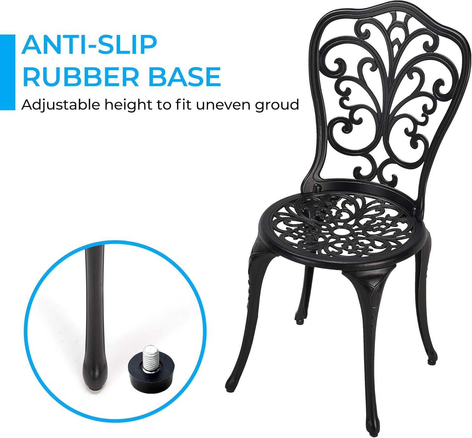3-Piece Cast Aluminum Patio Bistro Set Black N994056