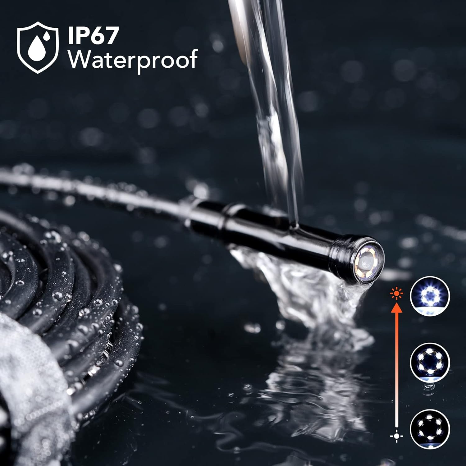 1080P HD Digital Endoscope with 5.5 mm Thin Probe, 4.3-Inch LCD Screen, IP67 Waterproof, 16.5ft Semi-Rigid Cable T409291